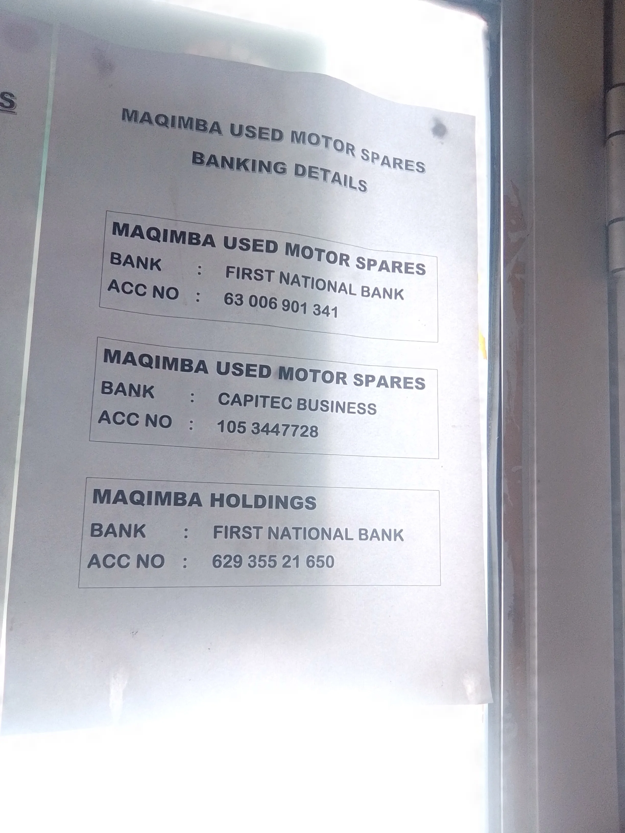Maqimba yard — parts overview